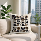 Bako Lion Reversible Indoor/Outdoor Square Pillow in Beige - Size 20x20
