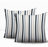 Barker Stripe 2 Sets Indoor/Outdoor Reversible Square Pillow