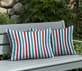 Barker Stripe 2 Sets Indoor/Outdoor Reversible Rectangular Pillow