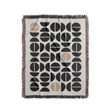 Barro Abstract Cotton Blend Blanket Throw in Beige, Black and Off-White, full view