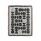 Barro Abstract Cotton Blend Blanket Throw in Gray, Black and Off-White, full view
