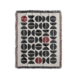 Barro Abstract Cotton Blend Blanket Throw in Red, Black and Off-White, full view