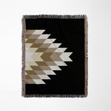 Bimisii Southwestern Cotton Blend Blanket Throw in Beige, Black and Off-White, full view