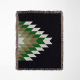 Bimisii Southwestern Cotton Blend Blanket Throw in Green, Brown and Off-White, full view