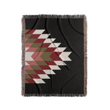 Bimisii Southwestern Cotton Blend Blanket Throw in Red, Brown, Black and Off-White, full view