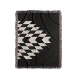 Bimisii Southwestern Cotton Blend Blanket Throw in Black and Off-White, full view