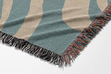 Binitie Zebra Print Cotton Throw Blanket in Blue and Beige, side view