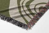 Binitie Zebra Print Cotton Throw Blanket in Olive Green and Beige, side view