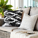 Copley Ocean Waves Lumbar Indoor/Outdoor Throw Pillow