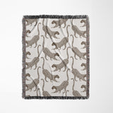 Bolt Leopard Cotton Blend Blanket Throw in Beige and Off-White, full view