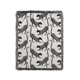 Bolt Leopard Cotton Blend Blanket Throw in Black and Off-White, full view