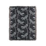 Bolt Leopard Cotton Blend Blanket Throw in Blue and Blue Gray, full view