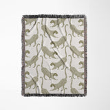 Bolt Leopard Cotton Blend Blanket Throw in Chartreuse and Off-White, full view