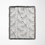 Bolt Leopard Cotton Blend Blanket Throw in Light Gray and Off-White, full view