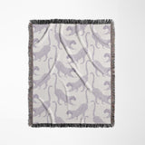Bolt Leopard Cotton Blend Blanket Throw in Lilac and Off-White, full view
