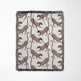 Bolt Leopard Cotton Blend Blanket Throw in Rust Brown and Off-White, full view