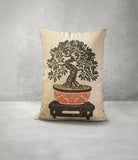 Bonsai Tree Faux Linen Lumber Pillow