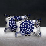 Bursta Floral Outdoor Reversible Throw Rectangular Pillow