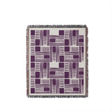 Anala Abstract Cotton Throw Blanket in Purple, full view