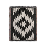 Caca Southwestern Cotton Blend Blanket Throw in Black and Off-White, full view