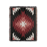 Caca Southwestern Cotton Blend Blanket Throw in Red, Black and Off-White, full view