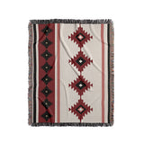 Carlos Southwestern Cotton Blend Blanket Throw in Red, Black and Off-White, full view
