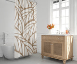 Caro Floral and Abstract Shower Curtain in Beige and Brown