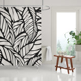 Caro Floral and Abstract Shower Curtain in White and Black - view 2