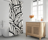 Caro Floral and Abstract Shower Curtain in White and Black
