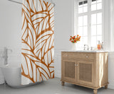 Caro Floral and Abstract Shower Curtain in White and Burnt Orange