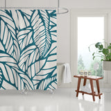 Caro Floral and Abstract Shower Curtain in White and Emerald - view 2