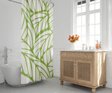 Caro Floral and Abstract Shower Curtain in White and Green