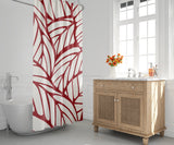 Caro Floral and Abstract Shower Curtain in White and Red
