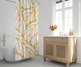 Caro Floral and Abstract Shower Curtain in White and Yellow