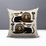 Chiga Lion Reversible Indoor/Outdoor Square Pillow in Beige - Size 20x20