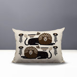 Chiga Lion Reversible Indoor/Outdoor Rectangular Pillow in Beige - Size 25x18