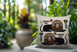 Chiga Lion Reversible Indoor/Outdoor Square Pillow in Beige - Size 20x20
