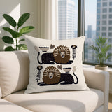 Chiga Lion Reversible Indoor/Outdoor Square Pillow in Beige - Size 20x20