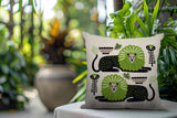 Chiga Lion Reversible Indoor/Outdoor Square Pillow in Chartreuse - Size 20x20