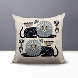 Chiga Lion Reversible Indoor/Outdoor Square Pillow in Gray - Size 20x20