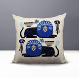 Chiga Lion Reversible Indoor/Outdoor Square Pillow in Navy Blue - Size 20x20
