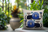 Chiga Lion Reversible Indoor/Outdoor Square Pillow in Navy Blue - Size 20x20