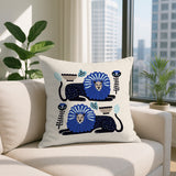 Chiga Lion Reversible Indoor/Outdoor Square Pillow in Navy Blue - Size 20x20