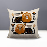 Chiga Lion Reversible Indoor/Outdoor Square Pillow in Orange - Size 20x20