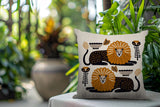 Chiga Lion Reversible Indoor/Outdoor Square Pillow in Orange - Size 20x20