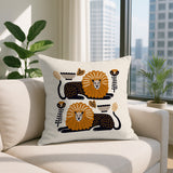 Chiga Lion Reversible Indoor/Outdoor Square Pillow in Orange - Size 20x20