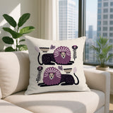 Chiga Lion Reversible Indoor/Outdoor Square Pillow in Purple - Size 20x20
