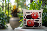 Chiga Lion Reversible Indoor/Outdoor Square Pillow in Red - Size 20x20