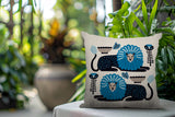 Chiga Lion Reversible Indoor/Outdoor Square Pillow in Turquoise - Size 20x20