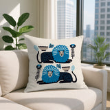Chiga Lion Reversible Indoor/Outdoor Square Pillow in Turquoise - Size 20x20